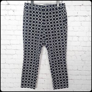 BANANA REPUBLIC Hampton Fit Black & White Link Print Nautical Cropped Pants 4
